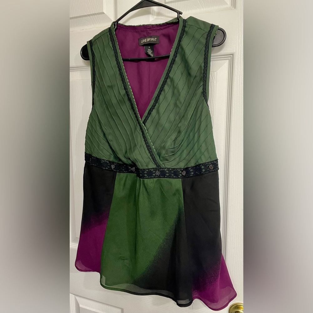 Lane Bryant Purple and Green Top